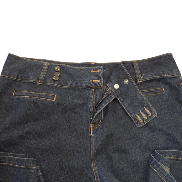 Goddess Womens Size 24 Denim Shorts Bermuda Dark Wash Stretch Beach Vacation - Picture 3 of 16